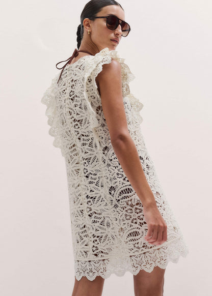 ME+EM Clothing Cream Lace Layer Mini Dress