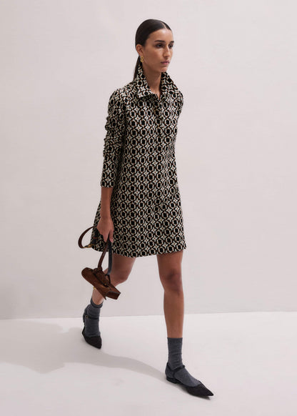 ME+EM Clothing ME+EM's Navy Graphic Jacquard Short A-Line Dress is crafted from soft jersey in a graphic blend of colors. Shop now.