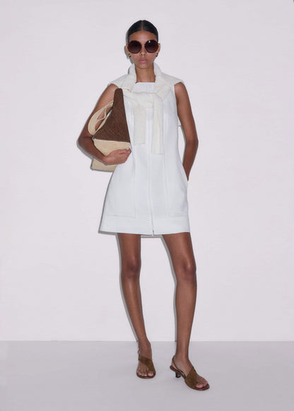 ME+EM Clothing White Crease-Less Linen Embroidered Midi Dress