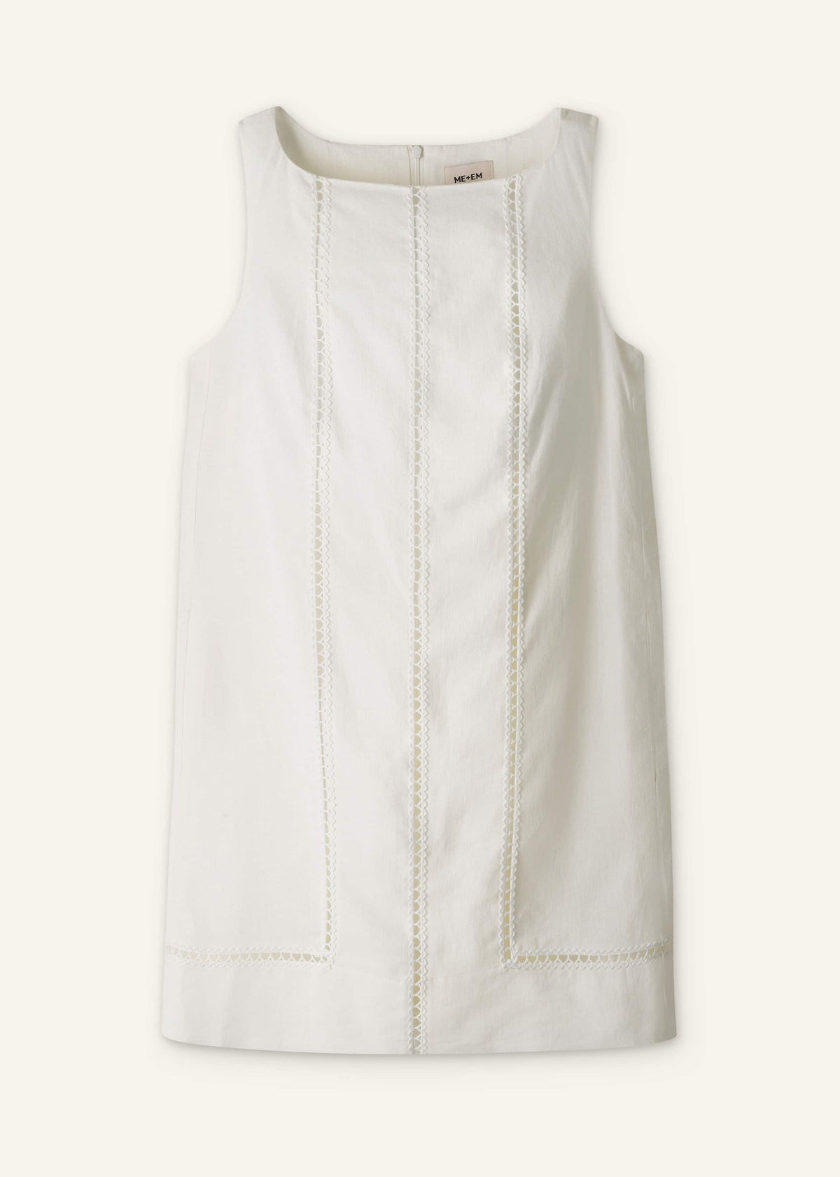 ME+EM Clothing White Crease-Less Linen Embroidered Midi Dress