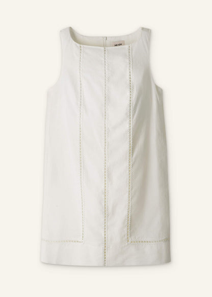 ME+EM Clothing White Crease-Less Linen Embroidered Midi Dress