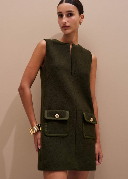 ME+EM Clothing Olive Green Shift Mini Dress