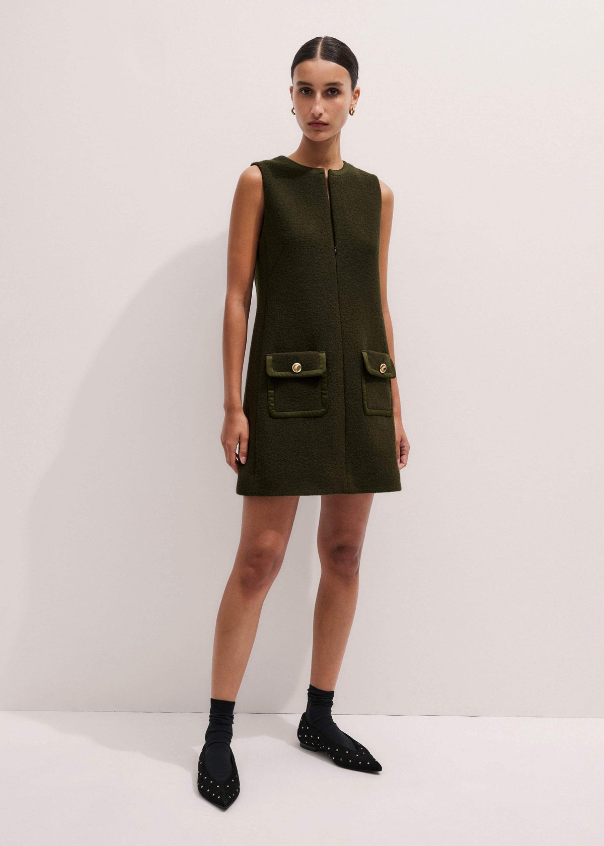 ME+EM Clothing Olive Green Shift Mini Dress