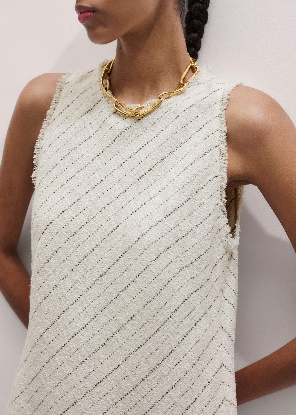 ME+EM Clothing Ivory Striped Bias Cut Maxi Dress