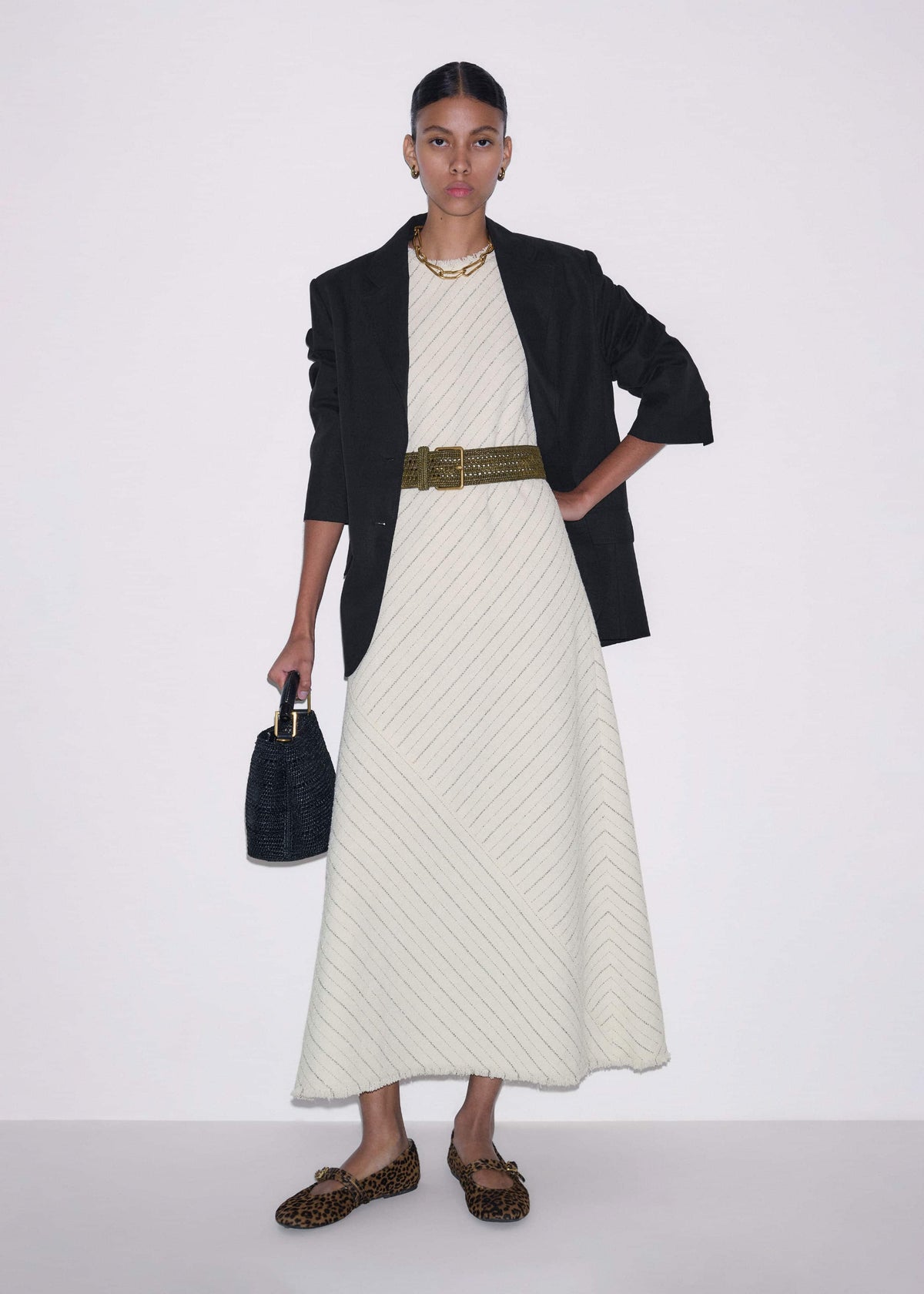 ME+EM Clothing Ivory Striped Bias Cut Maxi Dress