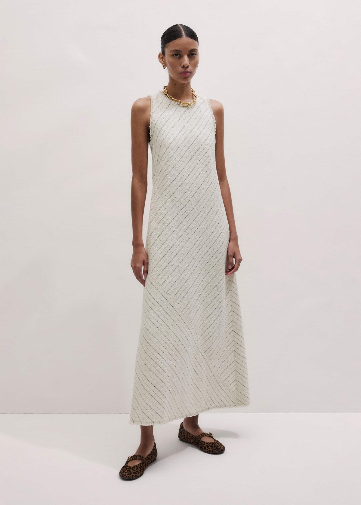 ME+EM Clothing Ivory Striped Bias Cut Maxi Dress