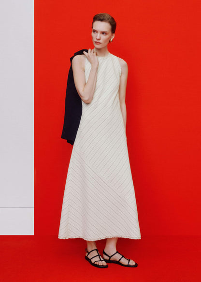 ME+EM Clothing Ivory Striped Bias Cut Maxi Dress