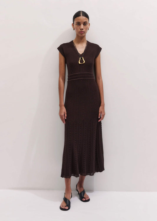 ME+EM Clothing Brown Pointelle Maxi Dress