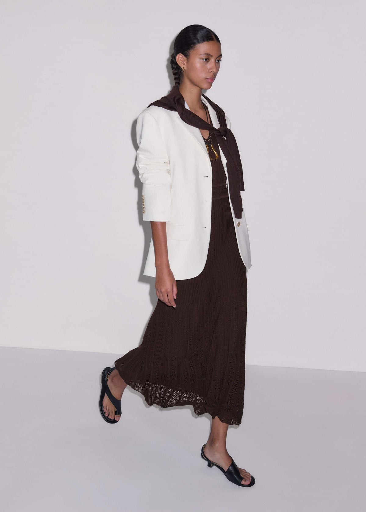 ME+EM Clothing Brown Pointelle Maxi Dress