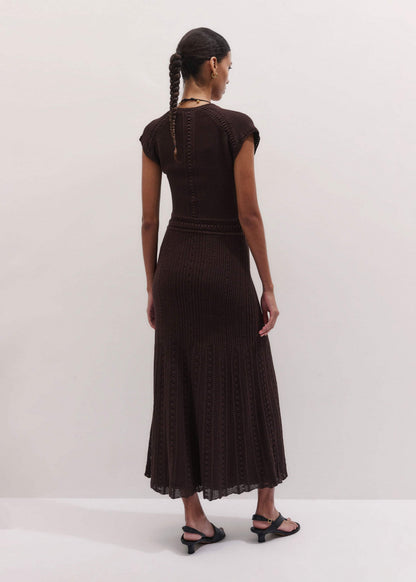 ME+EM Clothing Brown Pointelle Maxi Dress