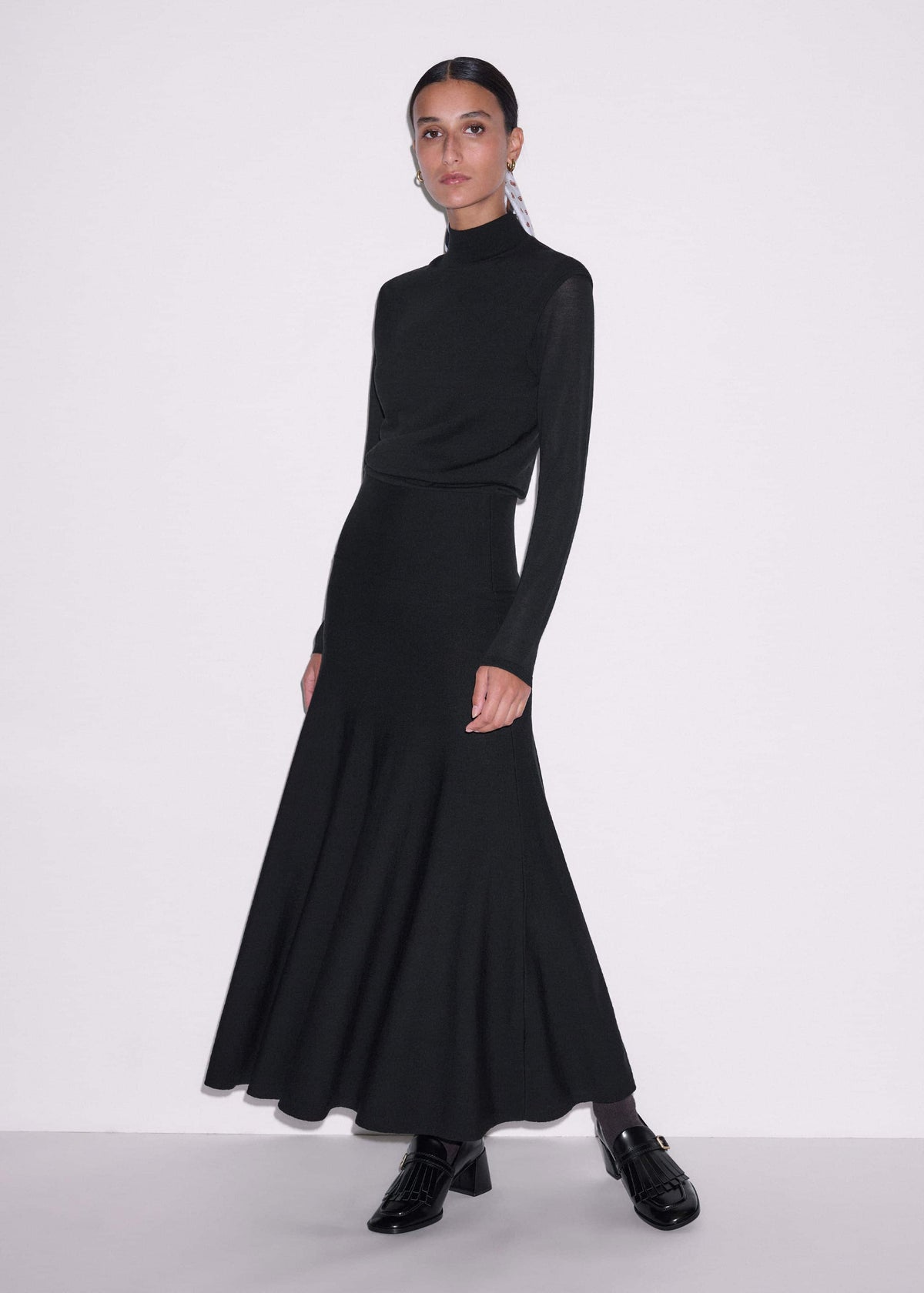 ME+EM Clothing Black High Neck Knit Maxi Dress + Layering Top