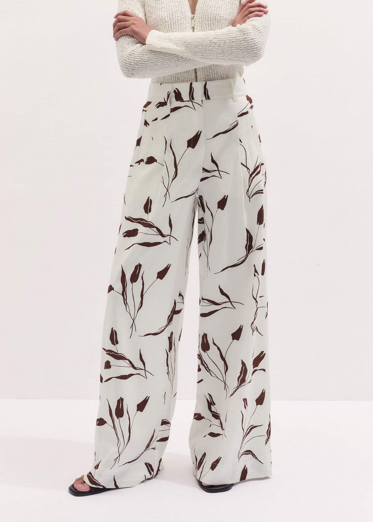ME+EM Clothing Cream Crease-Less Linen Wide-Leg Pant