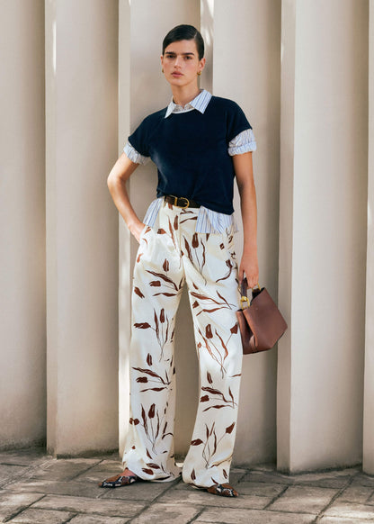 ME+EM Clothing Cream Crease-Less Linen Wide-Leg Pant