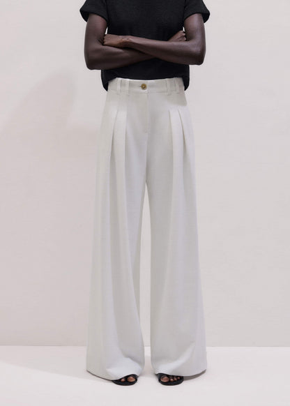 ME+EM Clothing Ivory Double Pleat Wide-Leg Pant