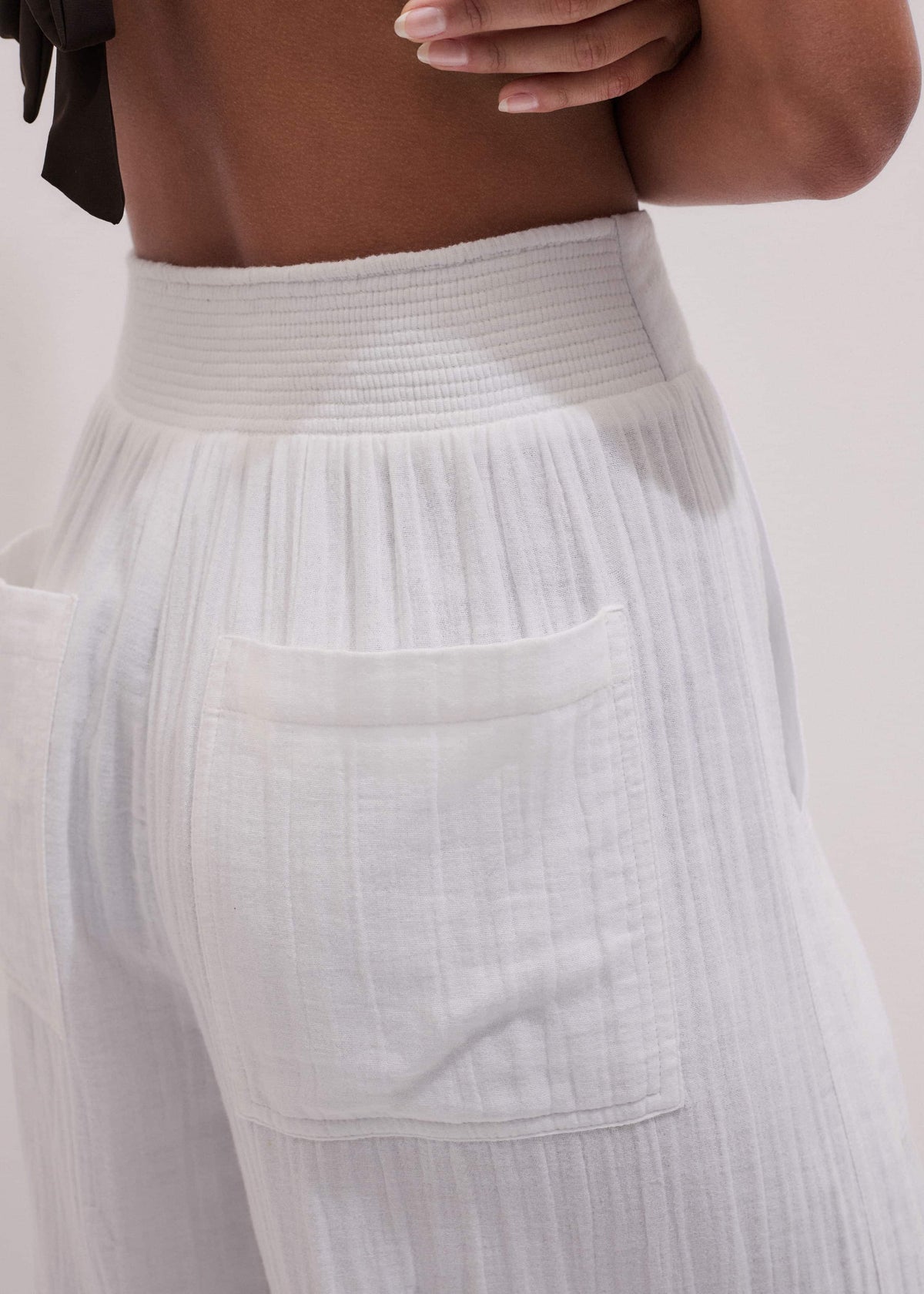 ME+EM Clothing White Cheesecloth Wide-Leg Pant