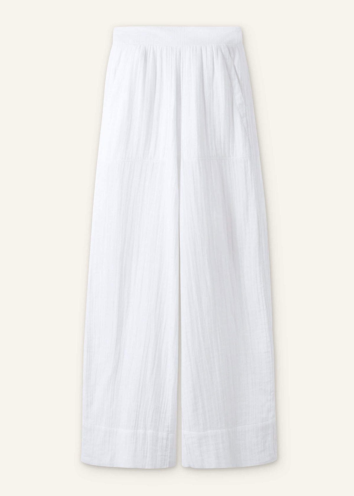 ME+EM Clothing White Cheesecloth Wide-Leg Pant