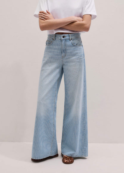 ME+EM Clothing Blue Micro Stripe Ultimate Wide-Leg Jean