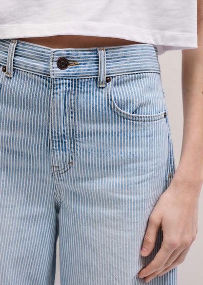 ME+EM Clothing Blue Micro Stripe Ultimate Wide-Leg Jean