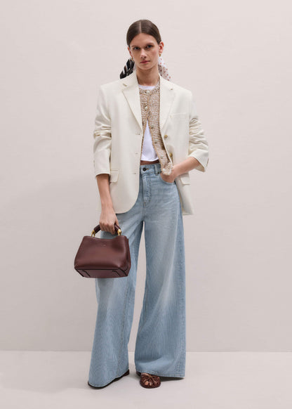 ME+EM Clothing Blue Micro Stripe Ultimate Wide-Leg Jean