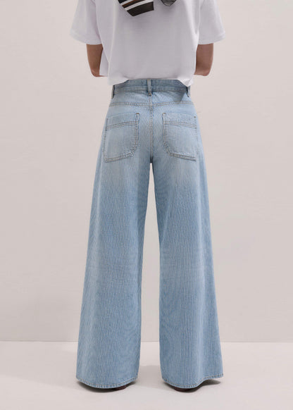 ME+EM Clothing Blue Micro Stripe Ultimate Wide-Leg Jean