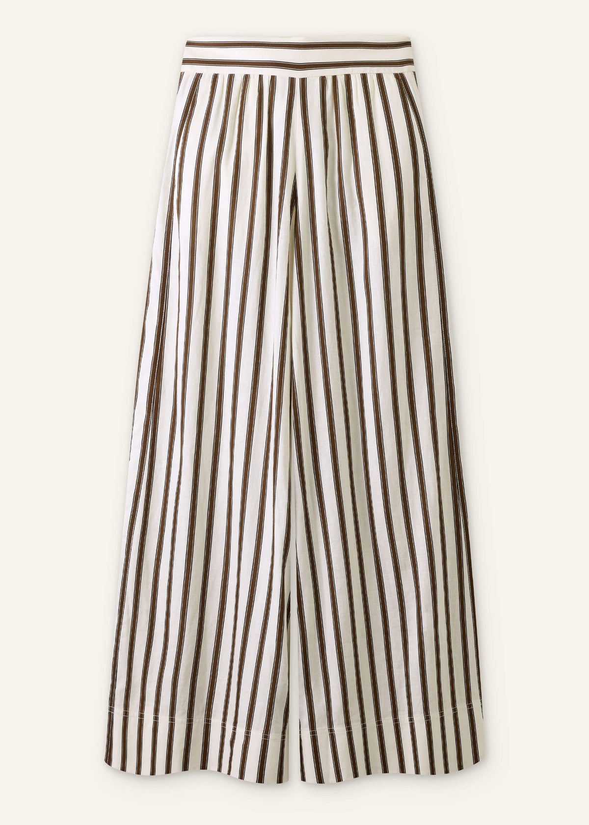 ME+EM Clothing Cream Linen-Blend Spring Stripe Wide-Leg Pant