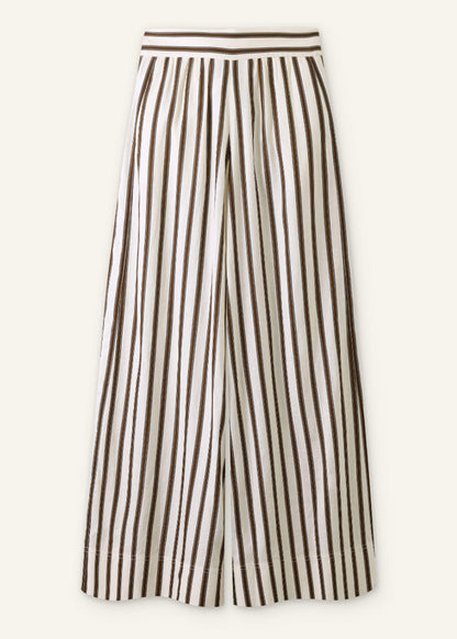ME+EM Clothing Cream Linen-Blend Spring Stripe Wide-Leg Pant