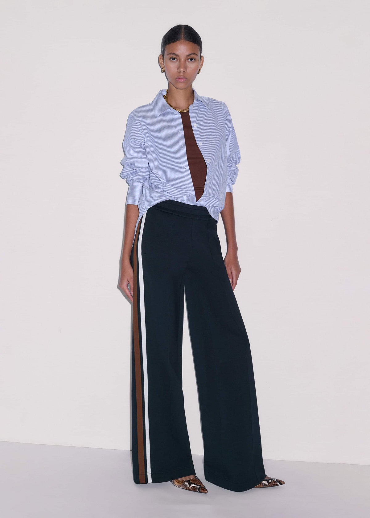 ME+EM Clothing Navy Side Stripe Stretch Jersey Icon Track Pant