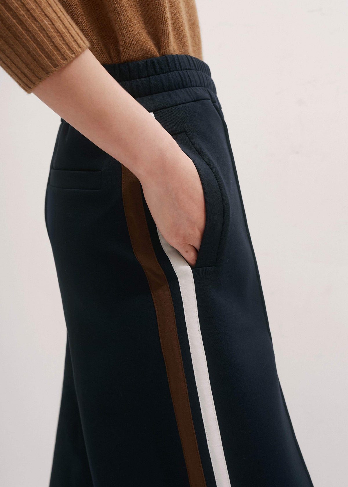 ME+EM Clothing Navy Side Stripe Stretch Jersey Icon Track Pant