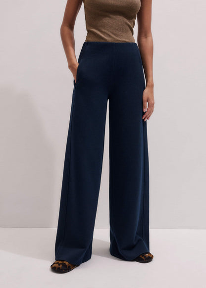 ME+EM Clothing Navy Cable Jacquard Wide-Leg Pant
