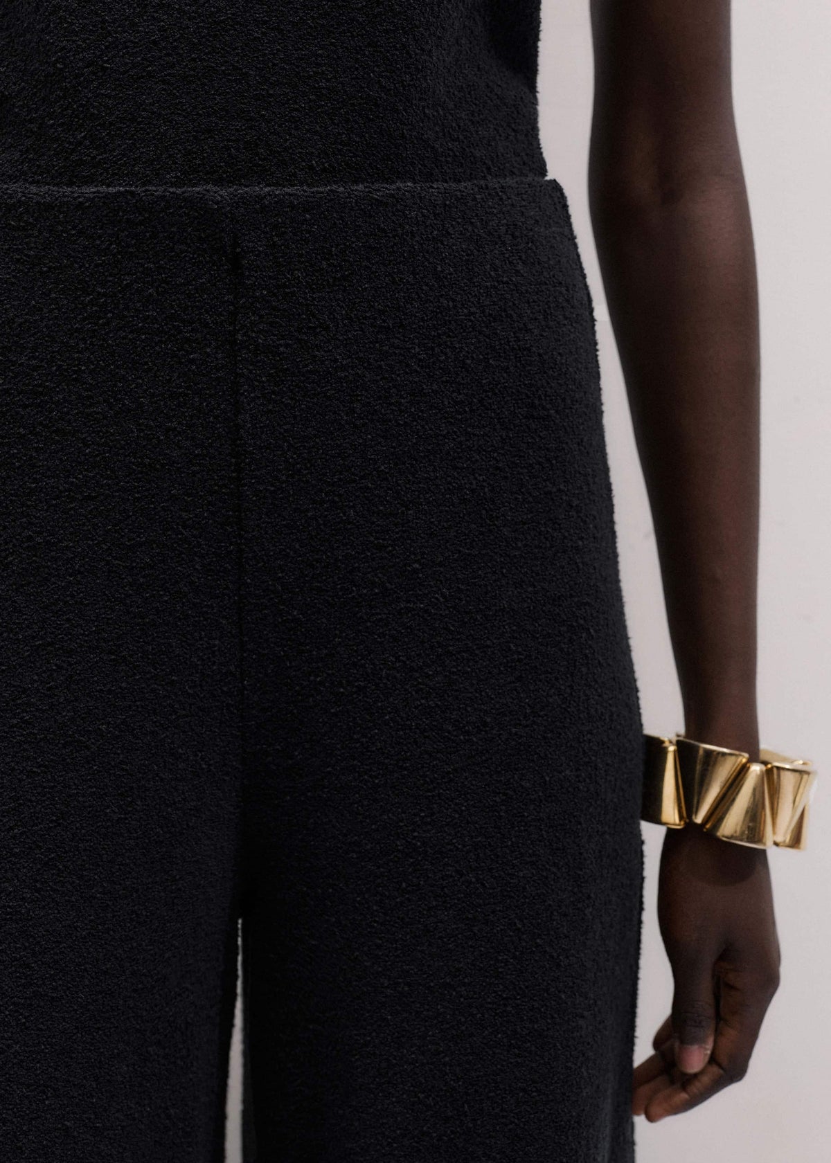 ME+EM Clothing Black Textured Wide-Leg Palazzo Pant