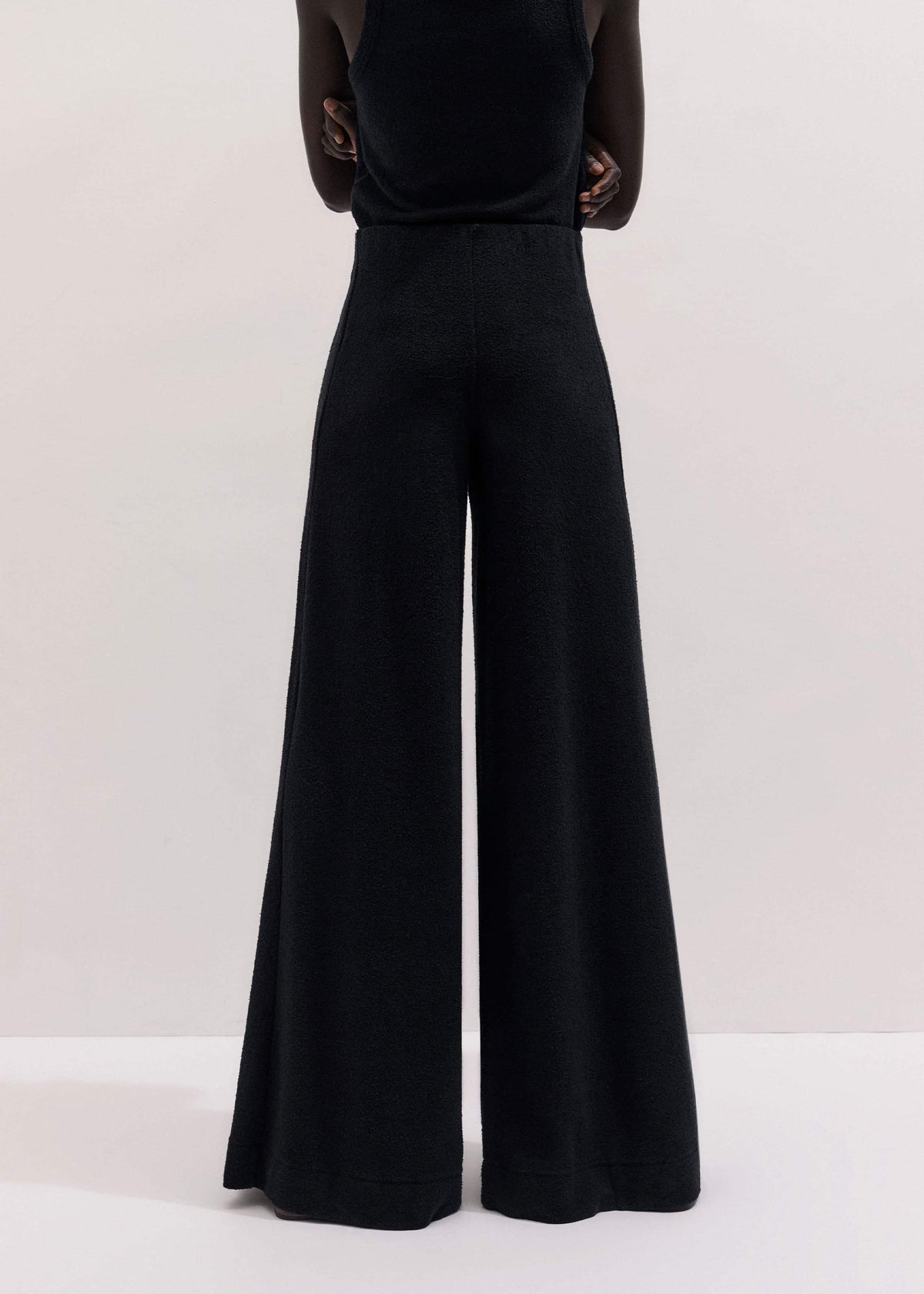 ME+EM Clothing Black Textured Wide-Leg Palazzo Pant