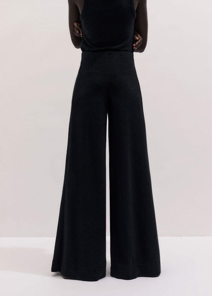 ME+EM Clothing Black Textured Wide-Leg Palazzo Pant