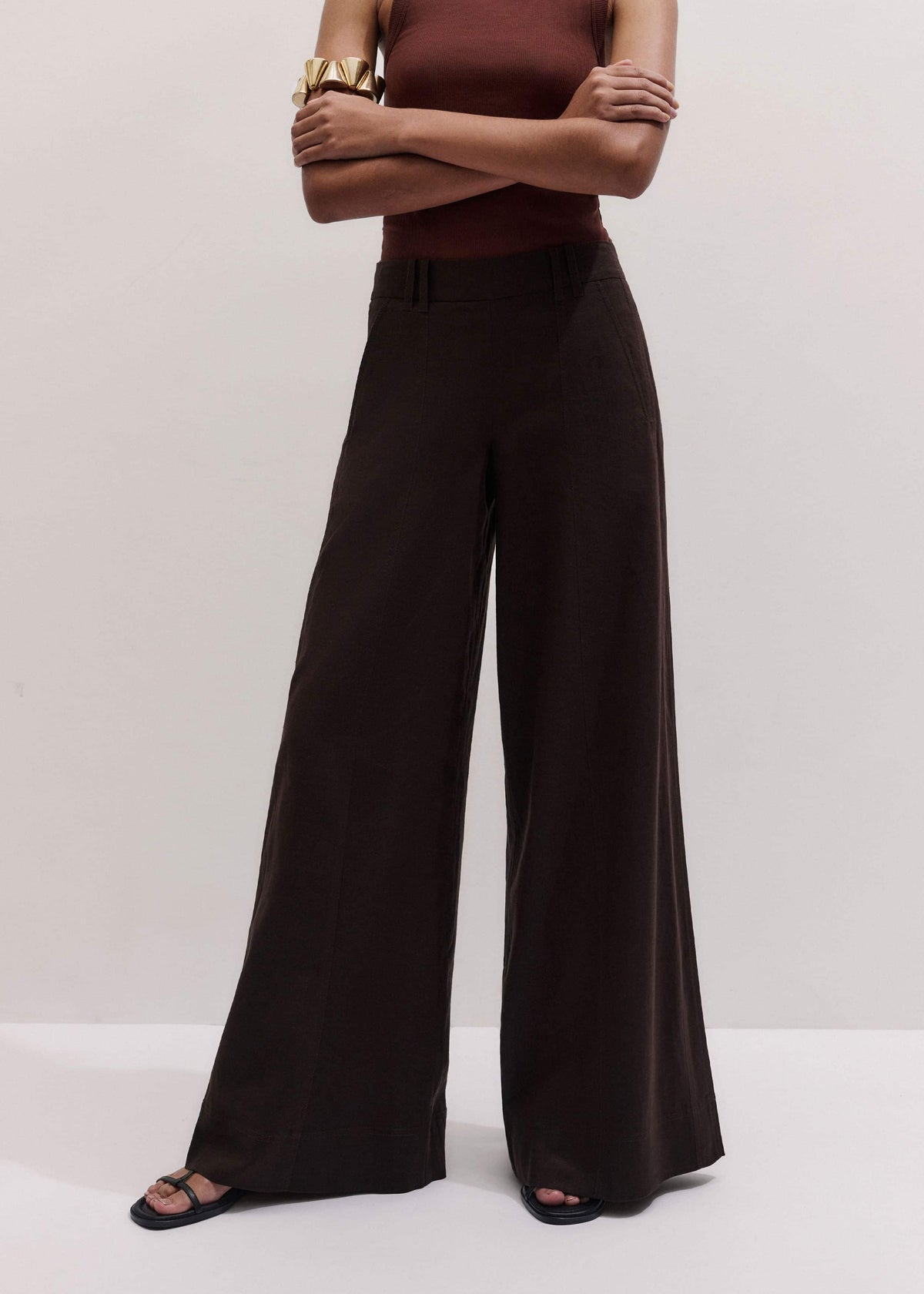 ME+EM Clothing Brown Wide-Leg Pant