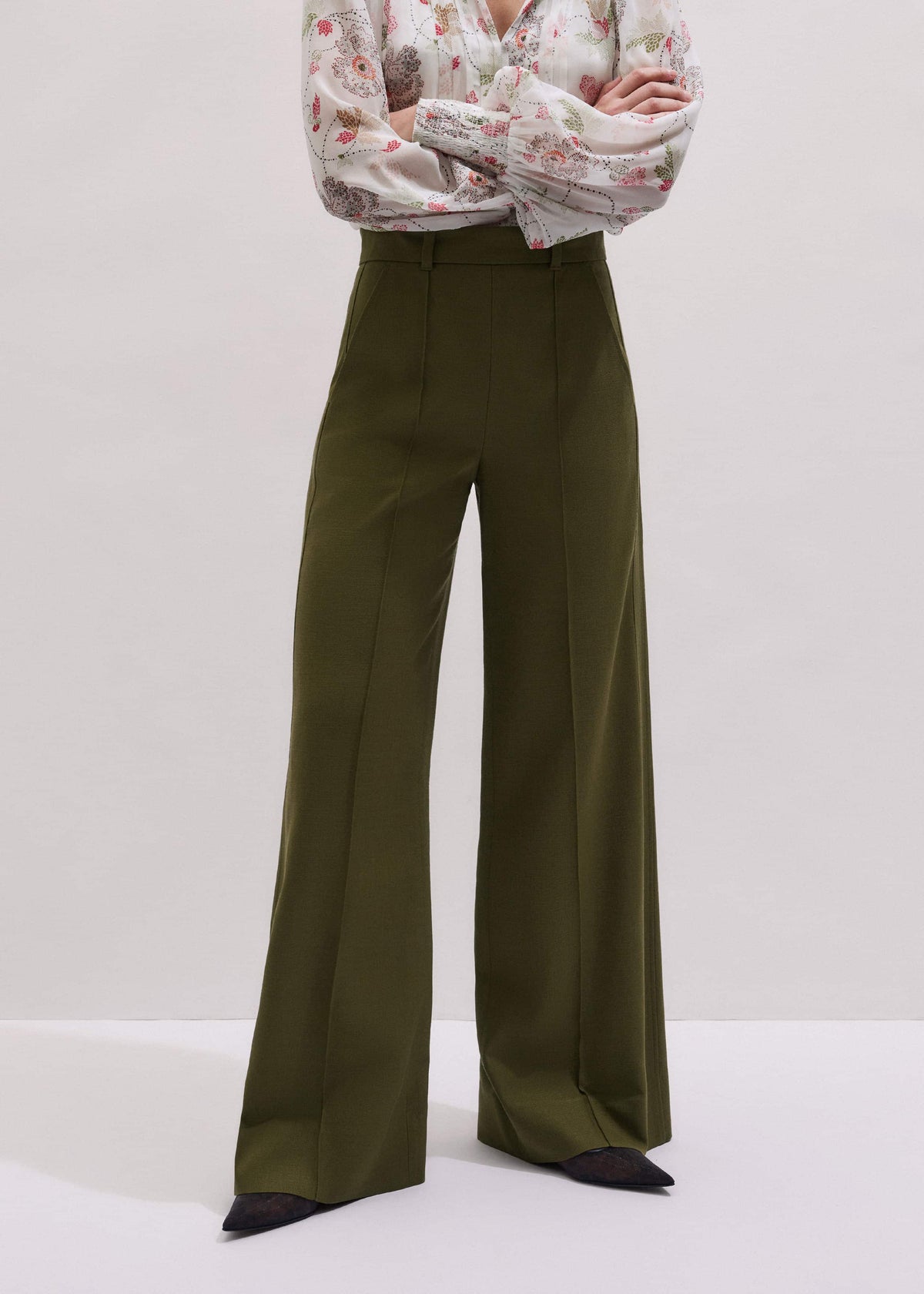 ME+EM Clothing Olive Green Forever Wide-Leg Pant