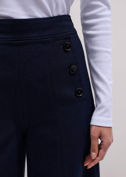 ME+EM Clothing Navy Button Front High Waist Wide-Leg Pant