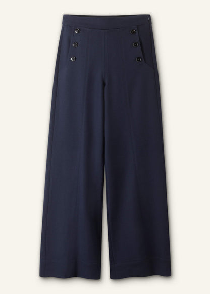 ME+EM Clothing Navy Button Front High Waist Wide-Leg Pant