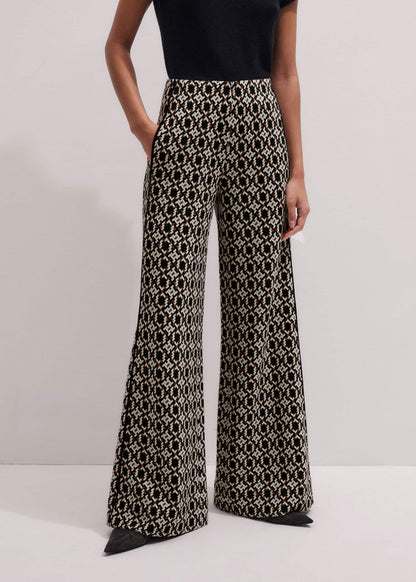 ME+EM Clothing Navy Graphic Jacquard Wide-Leg Pant