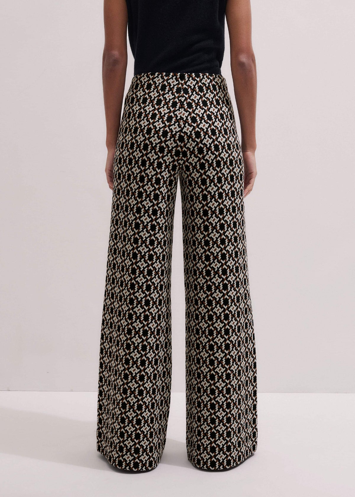 ME+EM Clothing Navy Graphic Jacquard Wide-Leg Pant