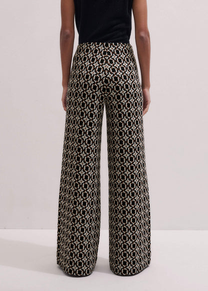 ME+EM Clothing Navy Graphic Jacquard Wide-Leg Pant