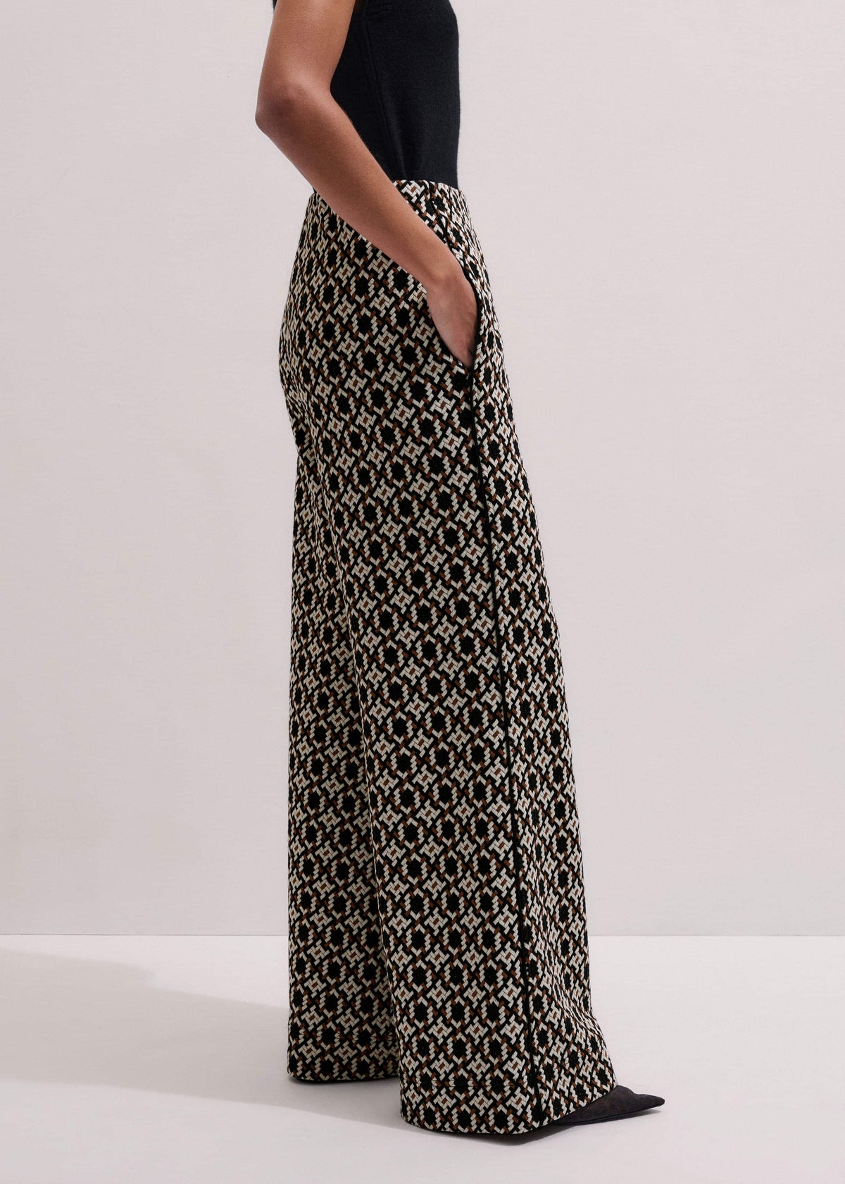 ME+EM Clothing Navy Graphic Jacquard Wide-Leg Pant