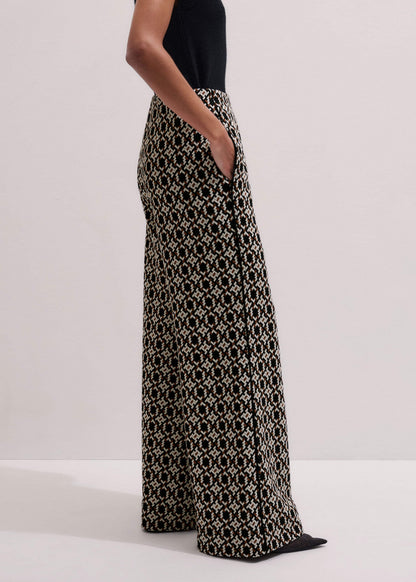 ME+EM Clothing Navy Graphic Jacquard Wide-Leg Pant