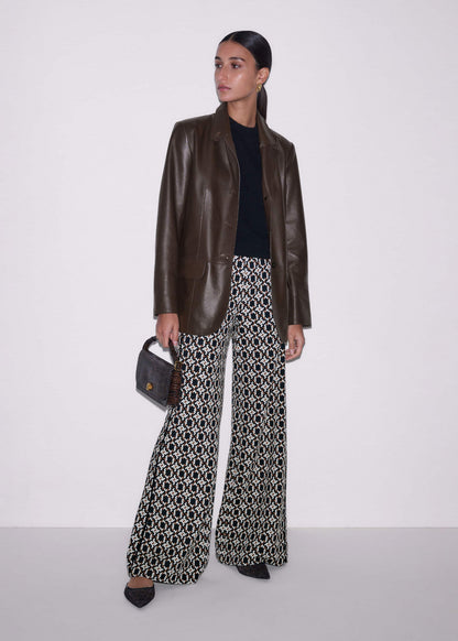 ME+EM Clothing Navy Graphic Jacquard Wide-Leg Pant