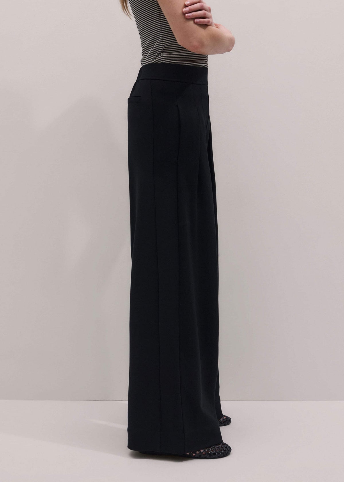 ME+EM Clothing Black Luxe Travel Tailoring Wide-Leg Pant