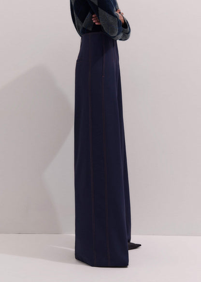 ME+EM Clothing Navy Contrast Top Stitch Wide-Leg Pant