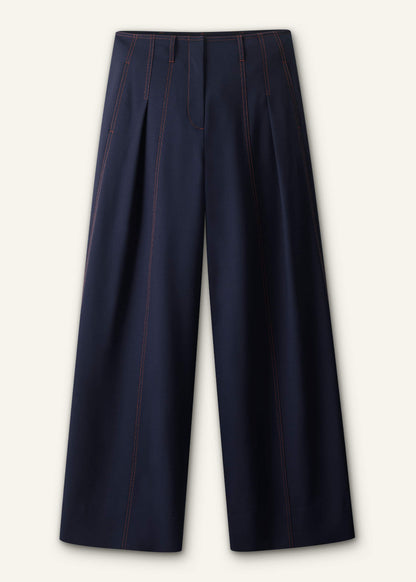 ME+EM Clothing Navy Contrast Top Stitch Wide-Leg Pant