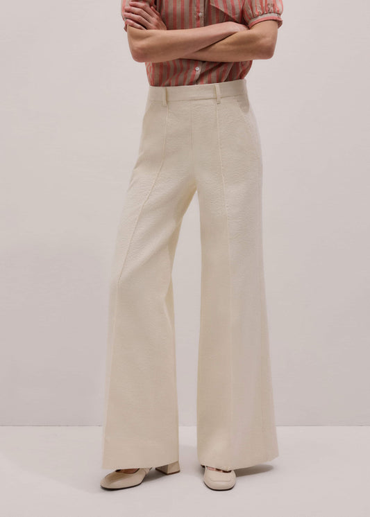 ME+EM Clothing Ivory Luxe Jacquard Wide-Leg Pant