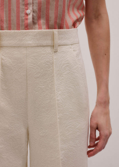 ME+EM Clothing Ivory Luxe Jacquard Wide-Leg Pant