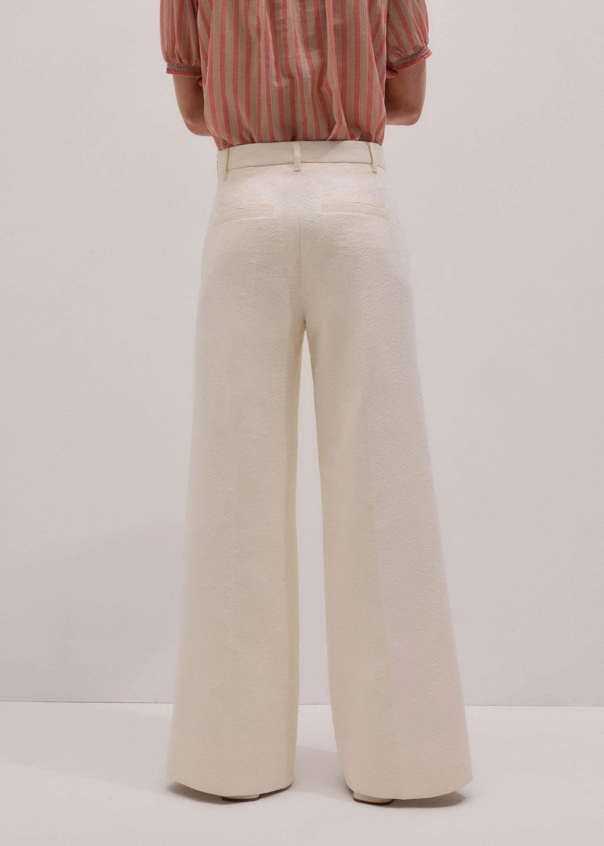 ME+EM Clothing Ivory Luxe Jacquard Wide-Leg Pant