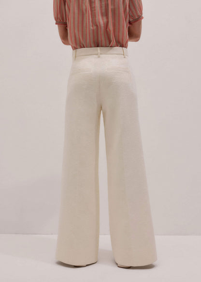 ME+EM Clothing Ivory Luxe Jacquard Wide-Leg Pant