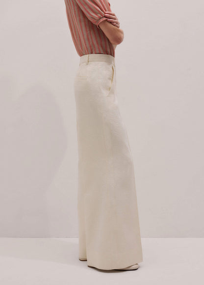 ME+EM Clothing Ivory Luxe Jacquard Wide-Leg Pant